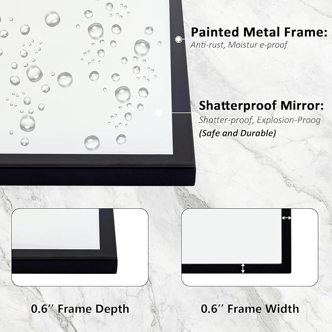 Arched Bathroom Mirror for Wall, 48"x24" Long Scalloped Entryway Mirror with Black Decorative Metal Frame for Living Room, Bedroom, Entryway