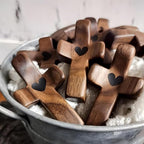 Cross My Heart/Encouragement Gift Wooden Cross Fidget for Clutching, Clinging and Praying Religious Gift(Black 10pcs)