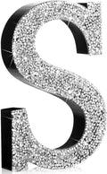 Qunclay 12'' Silver Crystal Diamond Bling Letters Crushed Diamond Decoration Wooden Glitter Letter with Screw and Hooks Rhinestone Gift for Wedding Y2k Mcbling Bedroom Wall Decor (Letter S)