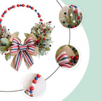 TEMPUS 4th of July Independence Day Wreath Red, White and Blue Wooden Bead Berries Wreath Lambs Leaves Ring Wreath 16 inch Patriotic Decorations for Front Door，Memorial Day Flag Day Veterans Day