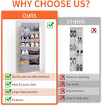 FENTEC 1 Pack Over-the-Door-Shoe-Organizers, Hanging Organizers with Large Pocket Shoe Holder Hanging Shoe Rack for Closet Shoe Organizer for Wall, Over Door Organizer with 15 Pockets Gray