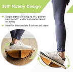 StrongTek Professional Wooden Balance Board, Rocker Board, Wood Standing Desk Accessory, Balancing Board for Under Desk, Anti Slip Roller, Core Strength, Stability, Office Wobble Boards