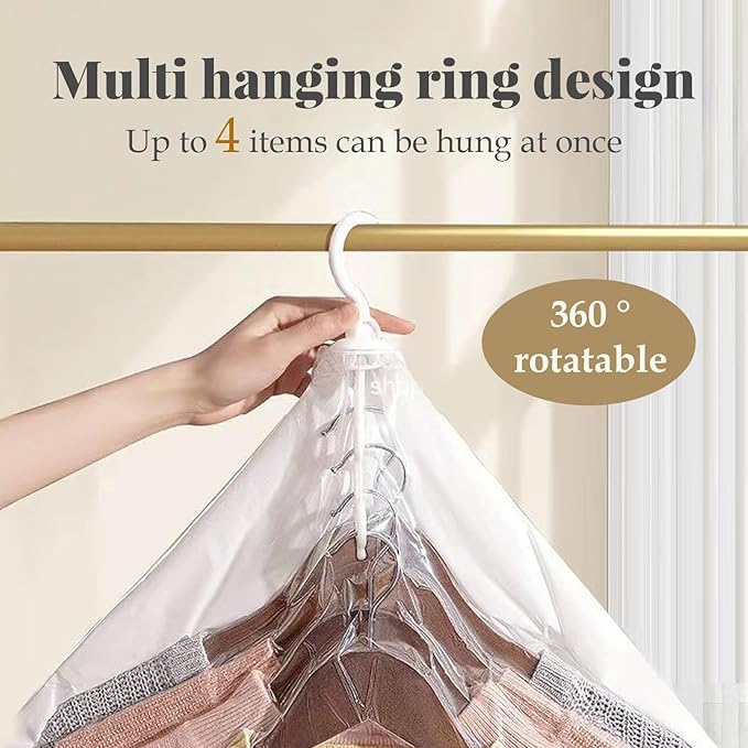 10 Pcs Hanging Vacuum Storage Bags,Vacuum Seal Bags for Clothing,Space Saver Garment Bag with Hanger (5 Long, 5 Short) Clothes Protector Closet Organizer for Clothing, Suits,Jackets,57/43 x27 in