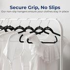 SereneLife Non-Slip Velvet Hangers, Mega Pack, 150 Pieces Hangers for Clothes, Heavy Duty Cloth Hanger Set with 360 Degree Swivel Hook, Black