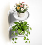 BXF Floating Plant Shelves for Wall Set of 2, Heavy Duty Matte White Corner Wall Planters for Indoor Plants, Minimalist Round Corner Shelf with Safety Guardrail, Rust-Proof Hanging Plant Holder