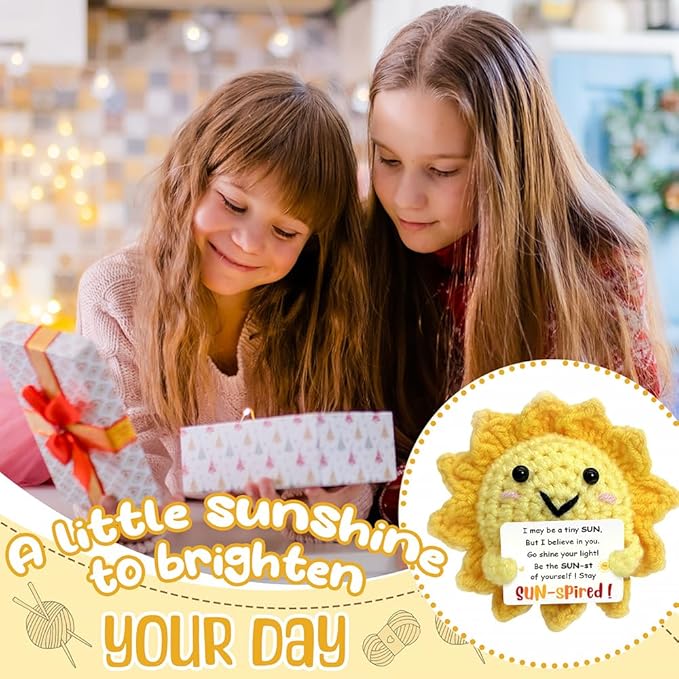 Sunshine Gifts - Positive Crochet Dolls with Cheer Up Messages, Sunshine Gifts for Women, Men & Friend, Emotional Support Dolls - Crochet Emotional Support Buddies | Mental Wellness Companion