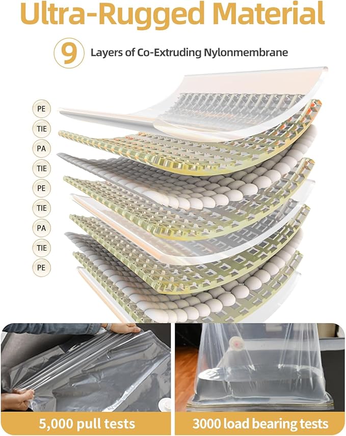 Vacuum Storage Bags for moving, Vacuum Seal Bags for Memory Foam, Latex, Clothing & Bedding, Space Saver Bags (10 Small)
