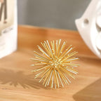 Gold Sphere Decor, Metal Gold Starburst Tabletop Sculpture Decor, Modern Metal Starburst Centerpiece, Spike Ball Decoration for Home Decor