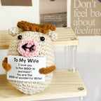 Positive Crochet Cow, Cute Positive Crochet Animal Decoration, Emotional Support Gift for Wife Women Men Coworker Friends Family