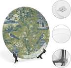 Asian Green Chinoiserie Plates Ceramic of 6", 7", 9", 10", Customize Pagoda Garden Imperial Ceramic Salad Plates, Household Wedding Decorations Festival, 1 Plate with 1 Display Stand