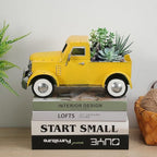 Vintage Farmhouse Yellow Fall Truck Decor, Rustic Metal Car Trucks Decors, Indoor Kitchen Storage Decorations, Outdoor Farm Pick-up Collectible Sunflower Pumpkin Vehicles