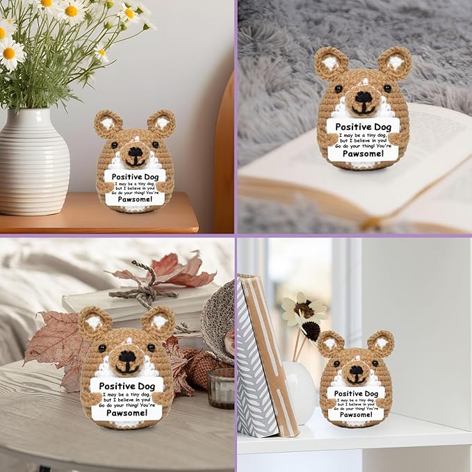 Funny Positive Dog, Inspirational Card Positive Life, Encouragement Christmas Birthday Gift for Women Men, Lucky Gift for Plush Birthday Party Decoration