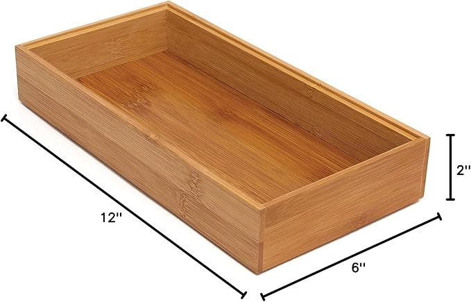 Lipper International 8185S Bamboo Wood Stacking Drawer Organizer Box, 6" x 12"