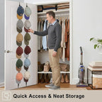Hat Rack for Door, Hat Holder over the Door Hats Organizer for Baseball Caps, Hat Hanger for Closet, 12 Hooks Cap Organizer on Wall for Storage & Display - 2 Pack