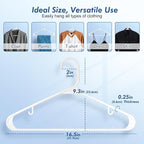 HOUSE DAY White Plastic Hangers 40 Pack, Plastic Clothes Hangers with Built-in Strap Hooks, Space Saving Slim Hanger for Closet Organizers and Storage, Durable Clothing Hanger for Shirts Blouses Tops