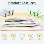 12 Pack Large Travel Vacuum Storage Bags, Portable Vacuum Seal Bags for Clothing Travel with Pump, Space Saver Bag for Luggage Suitcases Clothes Bedding Seasonal Storage