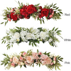 Wnvivi Artificial Flower Swag, 25.6 Inch Silk Rose Hydrangea Swag Arch Garland Front Door Decorative Floral Swags Lintel Floral Decoration for Wedding Ceremony Table Centerpiece (Pink)