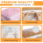 Clear Zippered Storage Bags Plastic Sweater Storage Bags with Zipper 6 Packs Clothing Organizer for Blankets Linen Sweater Bed Sheet Quilt Clothes Pillow (15.7 x 13.8 x 3.9 Inch)