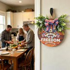250th Anniversary Patriotic Wreath for Front Door, 250 Years of Freedom Wooden Door Sign, 4th of July Decorations Outdoor & Memorial Day Decor for Home (Color-Freedom2)