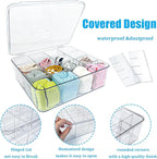 2 PCS Sock Underwear Organizer Clear Storage Containers 16 Cell Adjustable Dividers Plastic Drawer Organizer Box with Lids for Ties Bra Scarf (11.8×9.4×3.9")