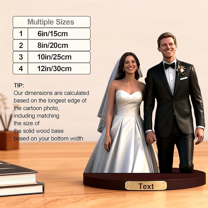 Personalized 3D Cartoon Wedding Photo Desktop Display Custom Newlyweds Anniversary Desk Ornament Bedside Table Decoration Gift'S For The Groom Bride Son And Daughter (Wedding cartoon)