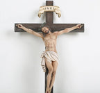 BC Catholic Crucifix Wall Cross 16" H Jesus Christ Indoor Home Decor Religious Collectable Gifts Renaissance Sculpture Handmade by Buildclassic