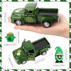 Hxezoc St Patricks Day Shamrock Truck Decor Green Vintage Metal Truck Spring Farmhouse Tabletop Mantle Decoration for Home Kitchen Office St Patricks Day Theme Party Supplies