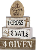 Lineshading 4 Pcs Easter Table Decoration Easter Gifts He Is Risen Tiered Tray Decor Christian Gifts Wooden Eggs Basket Stuffers Centerpieces for Holy Week Home Kitchen Party Decorations