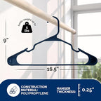 Plastic Hangers 50 Pack - Space Saving Clothes Hangers, Made in USA, Durable & Strong Plastic Shirt & Coat Hanger with Notches & Shoulder Grooves, Non-Slip Hangers | Blue Sapphire