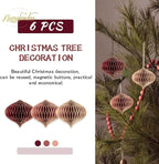 NICROLANDEE Wedding Decorations, 6 PCS Burgundy MIni Glitter Gold Edge Honeycomb Lanterns Ornaments for Christmas Tree Decoration, Xmas New Year Party, Birthday, Burgundy Bachelorette Party Decor