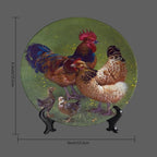 Rooster Decorative Plate Holder, 6 Inch, Rooster Chicks Hang Out on The Lawn Round Display Plate, Table Top Plate Decor with Stand, for Display Living Room Kitchen Closet Table Decor