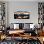 Grand Teton Mountain Wall Art National Park Posters Sunset Oxbow Bend Scenery Wall Picture Snake River Landscape Wall Art Nature Wyoming Painting Artwork for Living Room Bedroom Home Decoration 24x48"