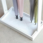 Metal Umbrella Holder Stand with Drip Tray and 4 Hooks White Commercial Grade Umbrella Rack for Storing up to 16 Umbrellas