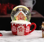 Christmas Snow Globe Musical Gingerbread Men House Christmas Tree Water Snow Globes with 7 Colors Light Change Music Box Home Christmas Decor for Kids