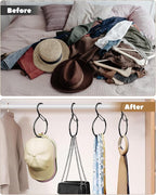 2 Pack Belt Hanger, Belt Hanger for Closet, Rust-Proof Belt Organizer for Closet, Holds Ties, Scarves, hat, Bags & Accessories, Black