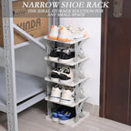 Foldable Shoes Organizer, 5-Tier Vertical Shoe Rack, Narrow Shoe Storage for Entryway, Front Door, Closet, Bedroom, Hallway
