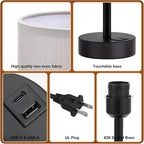 Dicoool Grey Touch Bedside Lamp with USB - 3 Way Dimmable Table Lamp for Bedroom, Nightstand Lamp with Black Charging Station for Desk Dorm, Office, Boy Kids Room, Small