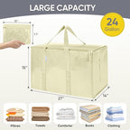 TICONN 4 Pack Extra Large Moving Bags Heavy Duty with Zippers & Carrying Handles, Durable Storage Bags Moving Boxes for Closet Organizers and Storage (4 Pack, Cream)