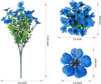 Artificial Flowers for Outdoors Daisy 12 Bundles for Home Decoration, Faux Flower Fake Plants Outside Decoration with Eucalyptus UV Resistant for Planter Porch Patio Yard Garden Blue