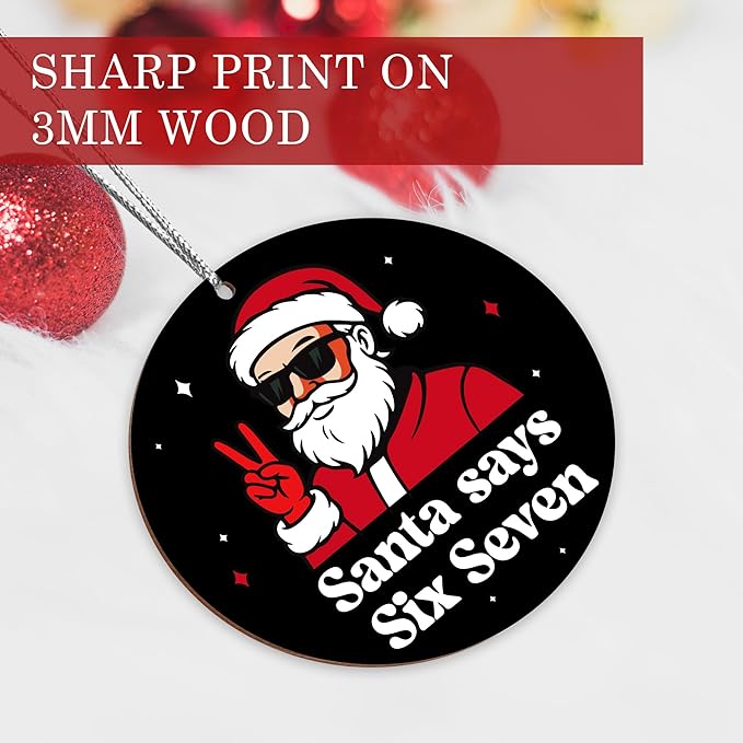 Jabihome Christmas Ornaments 2025, Exchange for Women, Men, Collectible Dated Year Ornaments for Tree, Unique Acrylic Suncatcher, Printed Stained Glass Effect Decor (Santa Black)