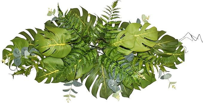 36" Monstera Leaves Swag - Monstera Leaves Swag Garland with Willow Leaves. Monstera Silver Dollar Greenery Swag Garland for Wedding Arch Party Decor Home Table Runner Indoor Outdoor Decoration.