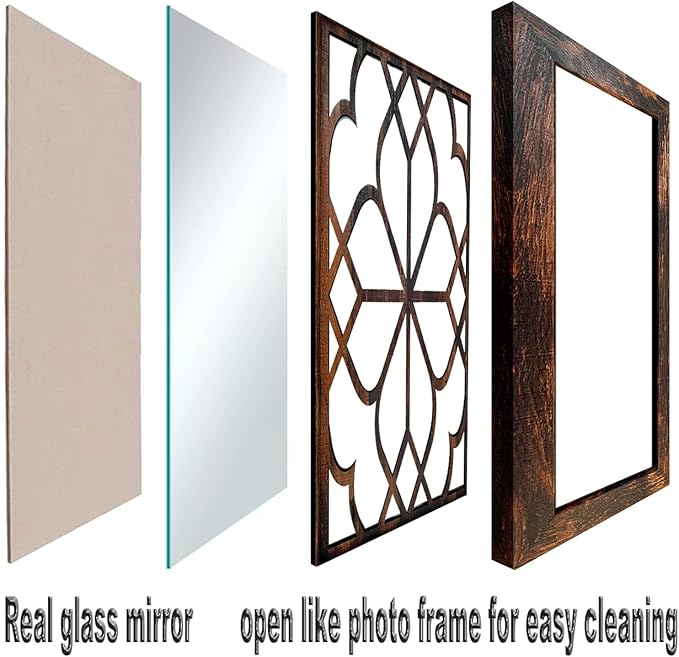 Wocred Set of 4 Mirrors Square Wall Mirror,Gorgeous Rustic Farmhouse Accent Mirror,Caramel Color Entry Mirror for Bathroom Renovation,Bedrooms,Living Rooms and More (12”x12”4pcs)