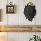 GUSFREUD Black Animal Heads Sculptures Wall Art - Resin Faux Lion for Home Wall Decor, Lion Wall Hanging Decoration for Living Room, Bedroom & Kitchen, Unique Gift Idea