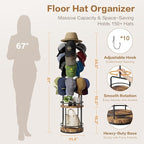 Keebofly 360° Rotating 5-Tier Hat Rack Stand - Large Capacity Freestanding Hat Storage, Hat Organizer for Baseball Caps with Metal & Wood Shelves, Holds 150+ Hats, Ideal for Vendor Booth & Home