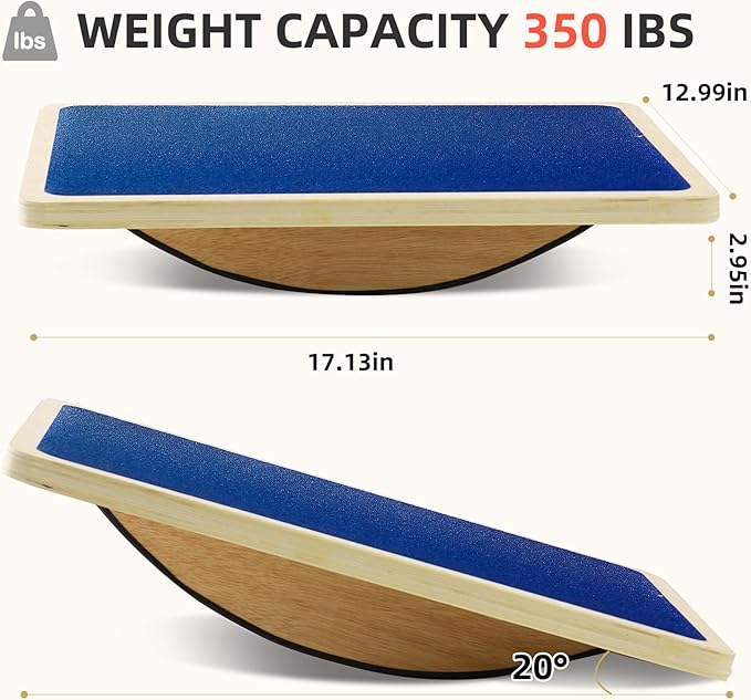 Juoe Balance Board Wobble Board for Adults and Kids - Anti-Slip 350LBS Balance Board for Physical Therapy,Balance Training,Posture Correction,Standing Desk Core Strength Wooden Balance Rocker Board