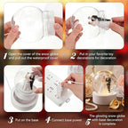 Irenare 12 Pcs 3.9 Inch DIY Snow Globe Kit, 6 Make Your Own Snow Globe Craft 6 LED Light Wood Base Clear Plastic Dome for Wedding Engagement Bridal Shower Decor Anniversary Wife Gift