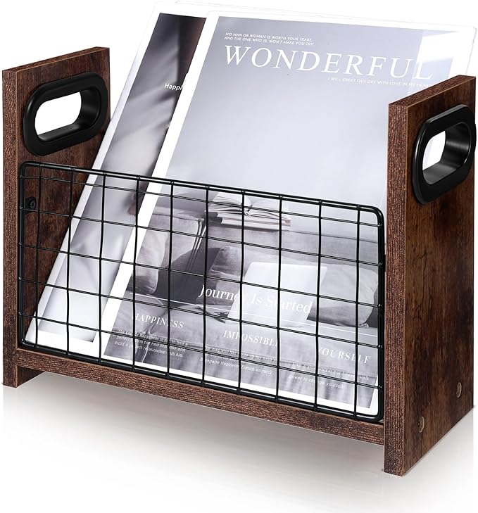 SynHHergyx Magazine Holder Magazine Book Holder Slim Magazine Rack Floor Magazine File Holder Storage Basket Folder Organizer Bin for Letters, Magazines, Books, Newspapers