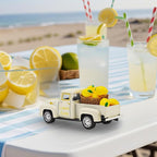 Lemon Decor - 4.9″Farmhouse Vintage Metal Truck with Mini Fake Lemons for Home Kitchen Table, Shelf, Party Decorations and Lemonade Stand Decor Summer Tiered Tray Decoration