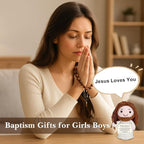 Baptism Gifts for Girls Boys Christian Jesus Crochet Doll - First Communion Confirmation Religious Gifts for Women Men Faith Keepsake Christening Easter Christmas Spiritual Gift God Blessing Decor