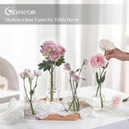 Glasseam Glass Cylinder Vase in Bulk: 32pcs Clear Small Bud Flower Vases for Centerpieces - Modern Hurricane Pillar or Floating Candle Holder for Wedding Party Table Living Room Home Decor, Tall 6"+7"